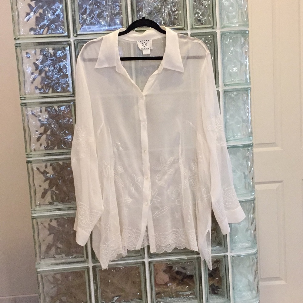 Sheer Cream ICE blouse 100% Silk